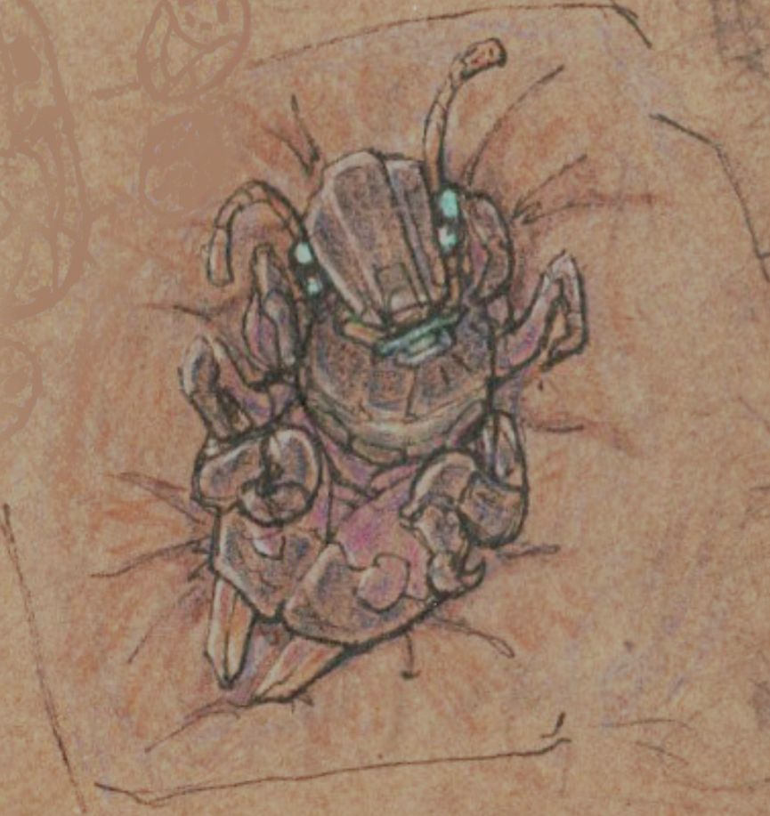 Tiny insecticon hatchling on a soft mattress 