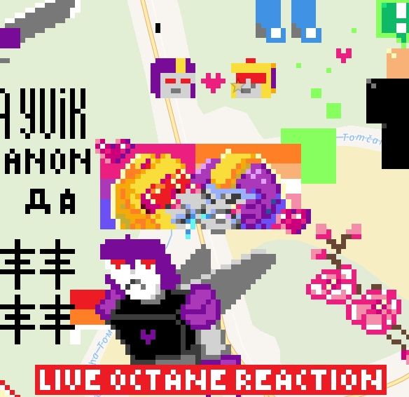 Pixel art of Blitzwing munching on Astrotrain, not close up