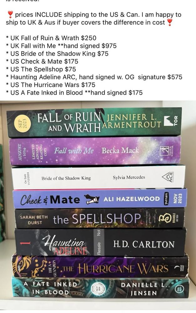 Screenshot of ARCs for sale