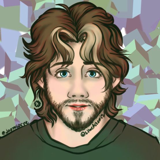 Dibujo de cellbit con sonrisa de american girl doll y ojos azules