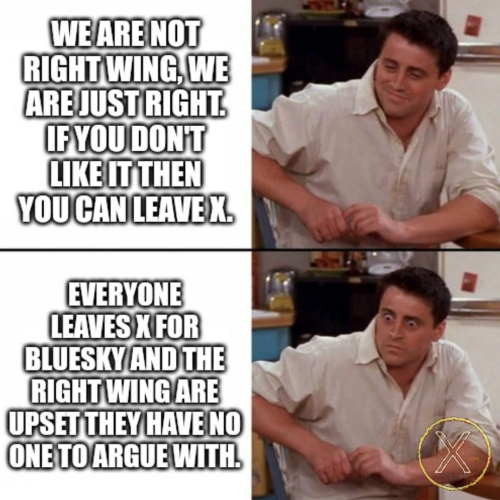 Top right picture is friends character Joey Tribbiani with a sly smile.  Bottom right picture of same friends character Joey Tribbiani looking shocked with wide eyes.