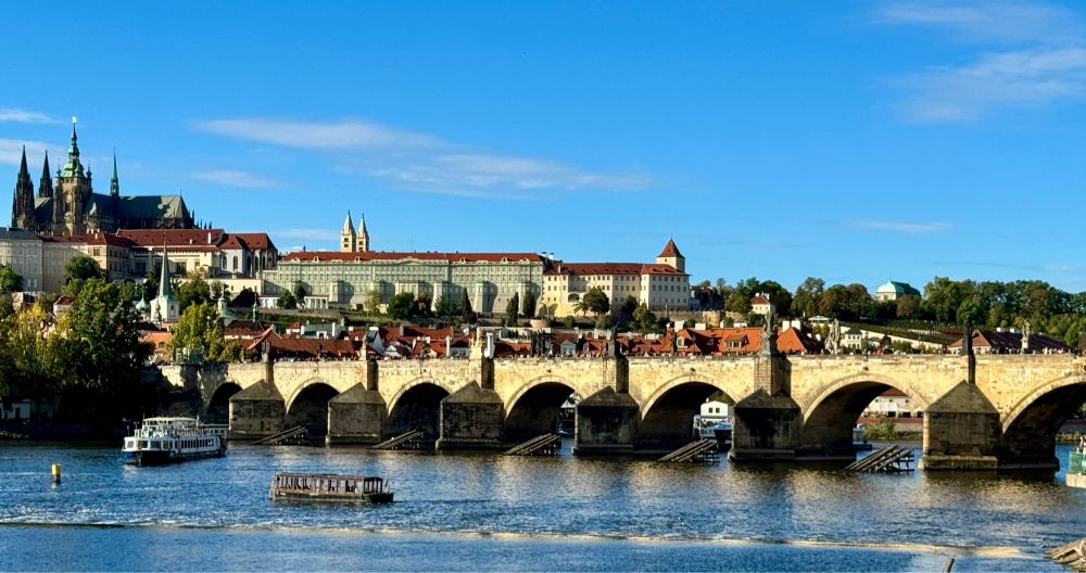 Charles Bridge with castle complex in background. Prague, Czech Republic.
