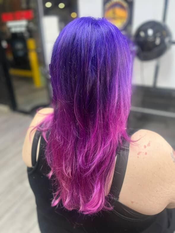Back of my hair. Purple to violet to pink blend fade