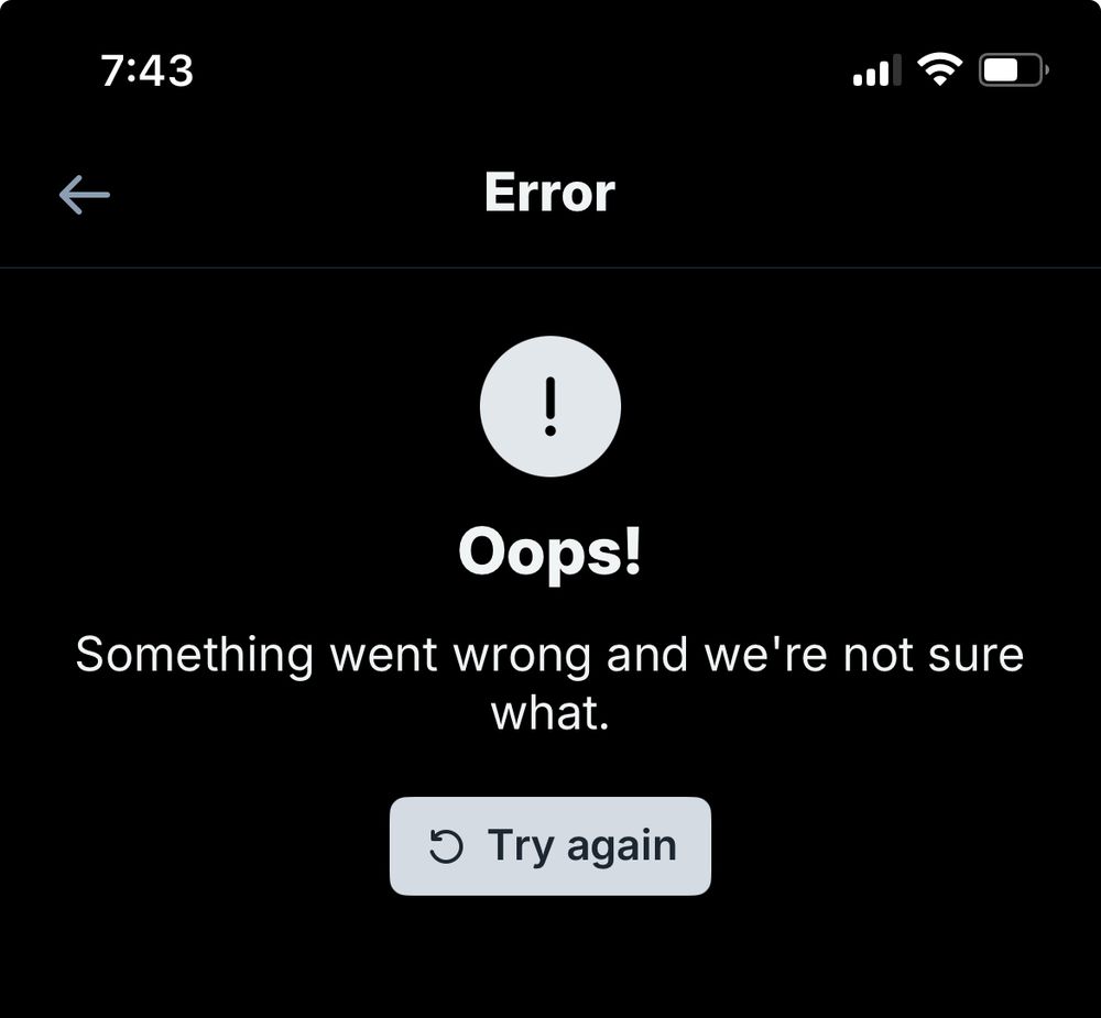 An error message saying “Oops! Something went wrong”