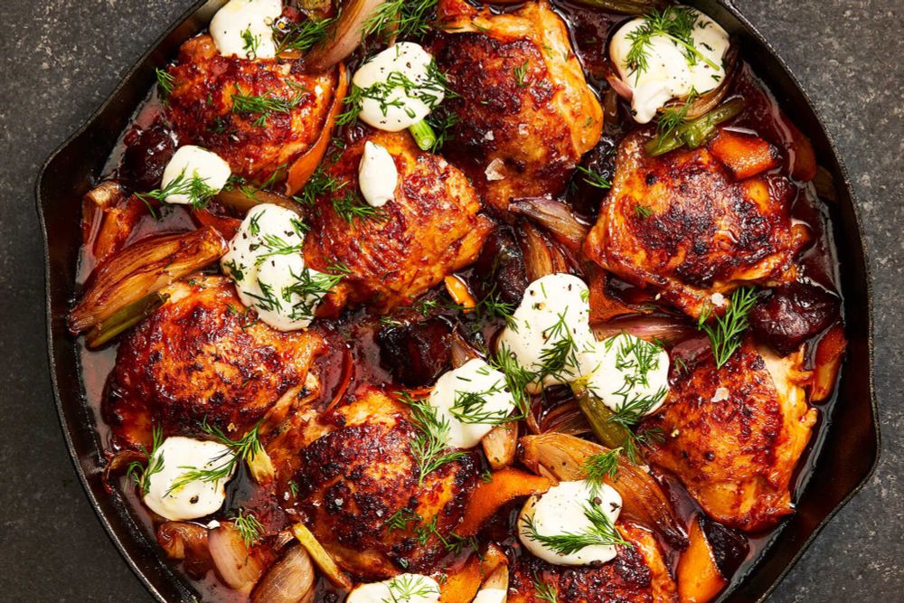 Pan-Seared Chicken With Harissa, Dates and Citrus Recipe