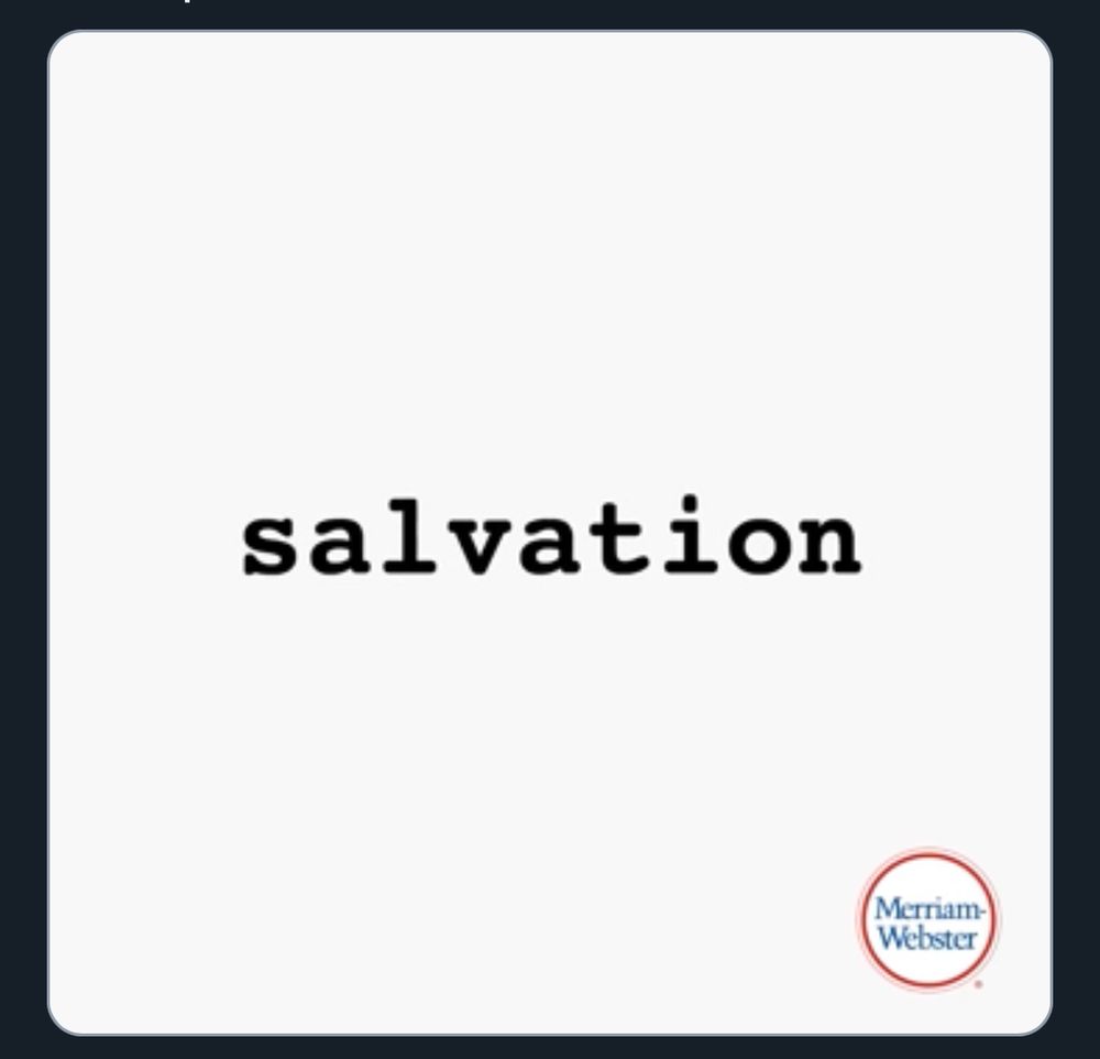 Screenshot of a gif from Merriam-Webster showing the word “Salvation”