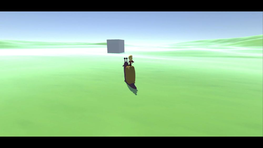 3D game. The player is controlling Sasha and Bessie. They're moving around on a simple, light green terrain with a few tiny hills, and a grey box in the middle. Bessie only has a simple move animation, while Sasha has none.