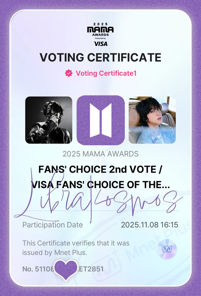 Get your MAMA 2025 votes in for Hobi and Jin in the Mnet app before it resets!
