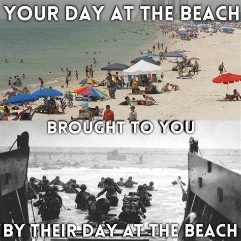 Your day at the beach, brought to you by their day at the beach (vacation beach vs. Normandy landing)