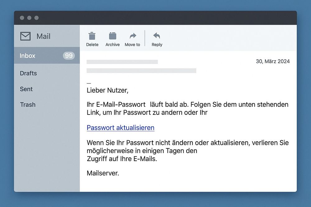 Screenshot einer typischen Phishing-Mail. 