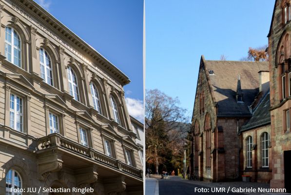 Collage von zwei Symbolbildern der beiden Universitäten. 