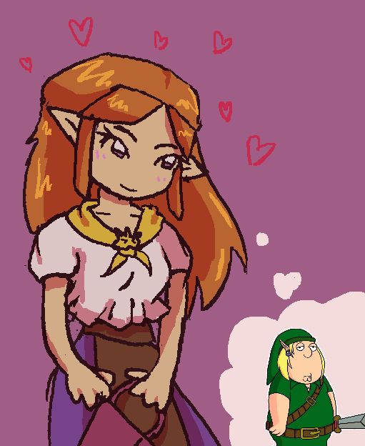malon from ocarina of time thinking about chris griffin dressed as link