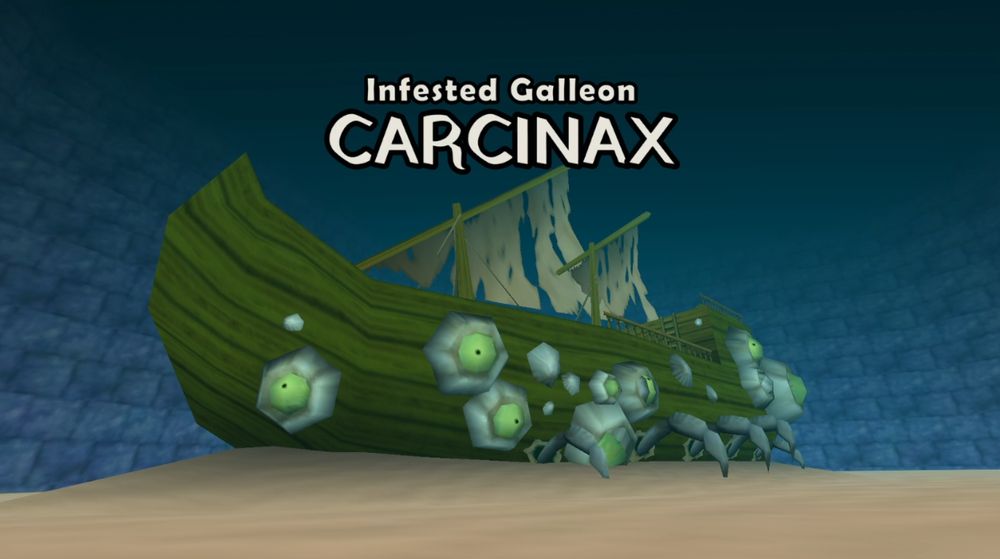 a pirate ship infested by a giant crab like monster or something?