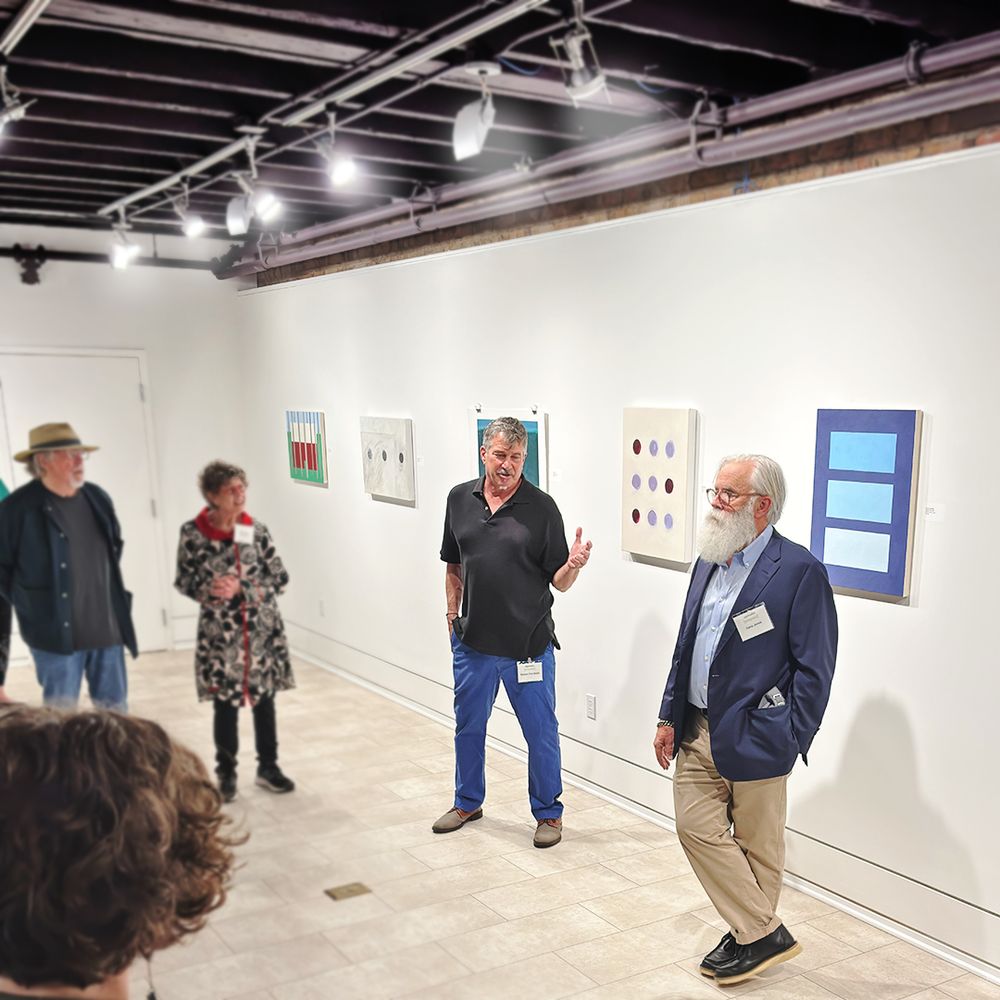 Artists, painters Dana Jones and Fox Smith discuss their collaboration at the upstairs artspace, in Tryon NC on April 25, 2025.
