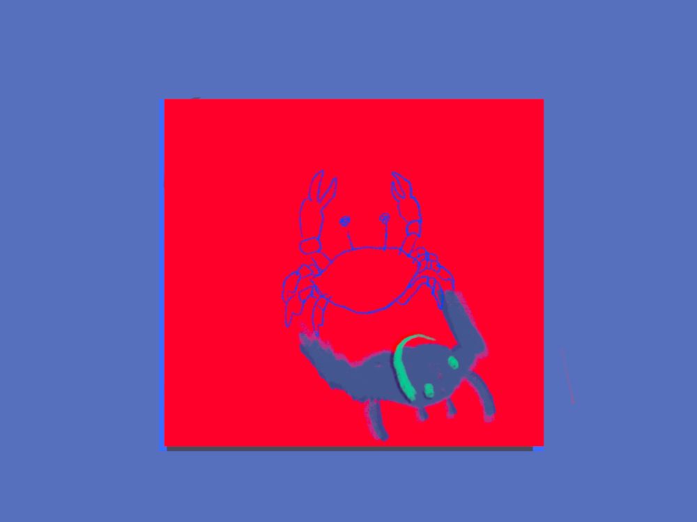 blue and red
crab and shadow