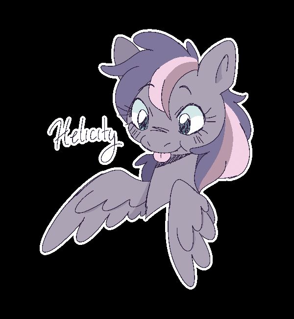 drawing of a pony sticking out her tongue 