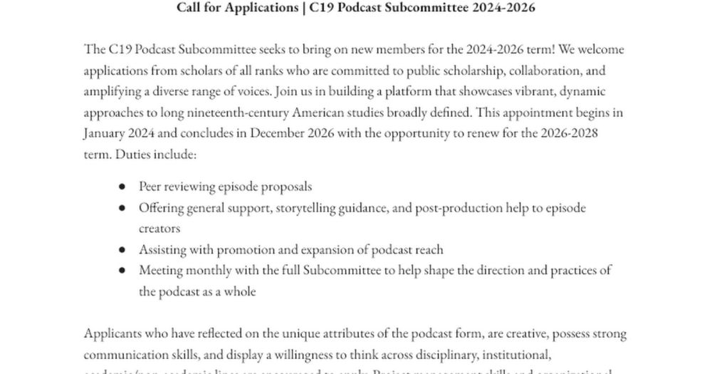 Call for Applications | C19 Podcast Subcommittee 2024-2026