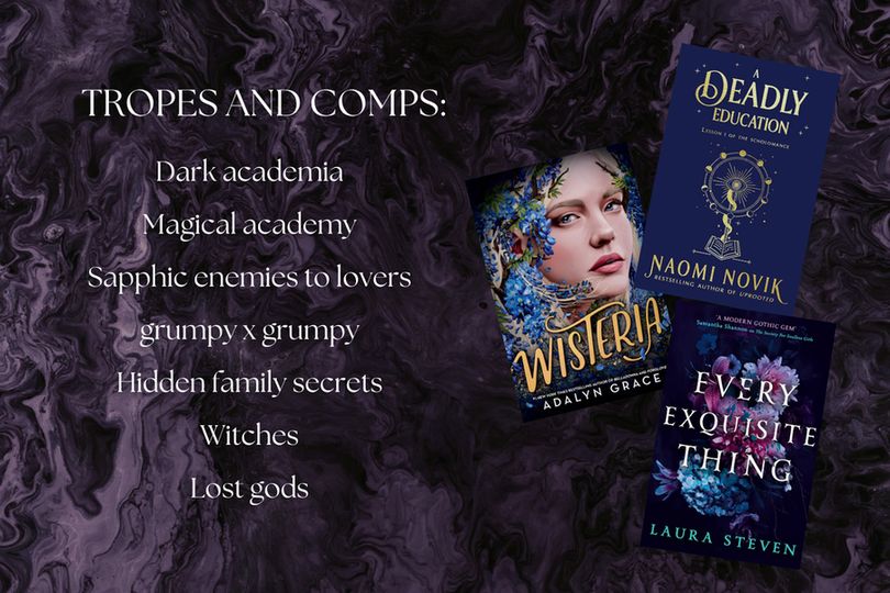 Tropes and Comps:

Dark academia
magical academy
sapphic enemies to lobers
grumpy x grumpy
hidden family secrets
witches
lost gods