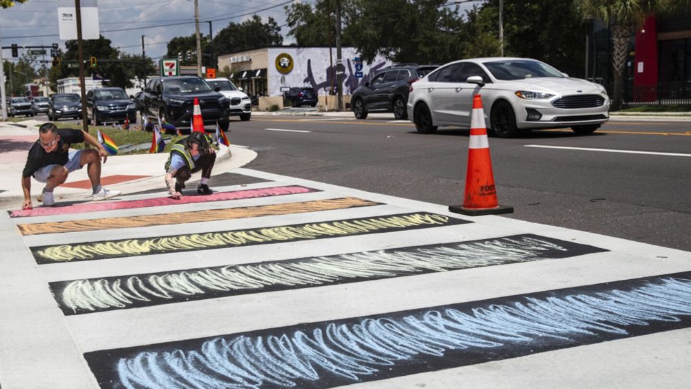 Orlando officials have denounced the removal of a rainbow-colored crosswalk outside the Pulse nightclub.