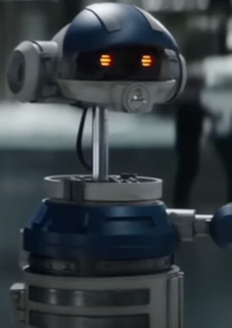 Blue and white RX-droid from the book of boba fett