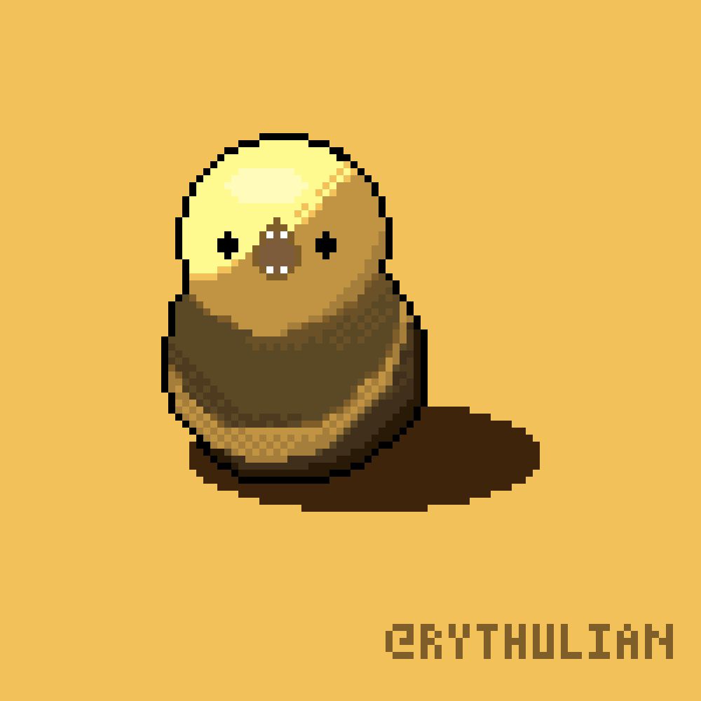 pixel art doodle of the great serpent of ronka from the game final fantasy xiv. he is going SCREEE