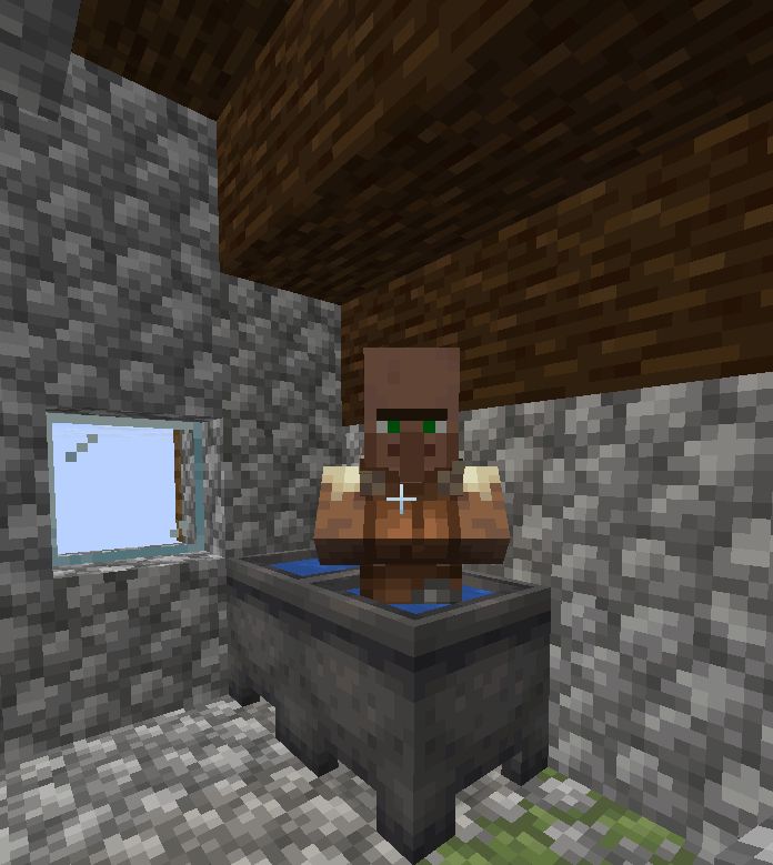 Minecraft villager in a caldron. 