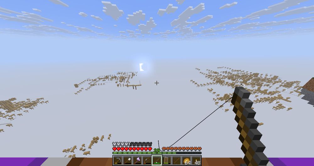 Sky Fishing on my sky block world. It's not going well.