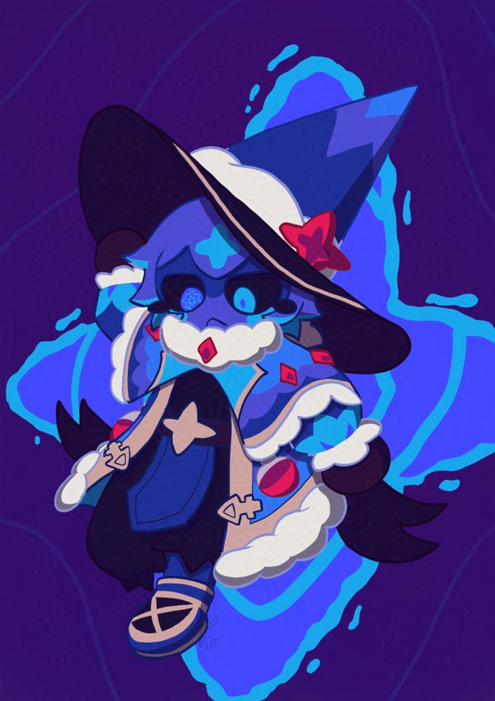 A blue sgt frog character jumping out of a portal