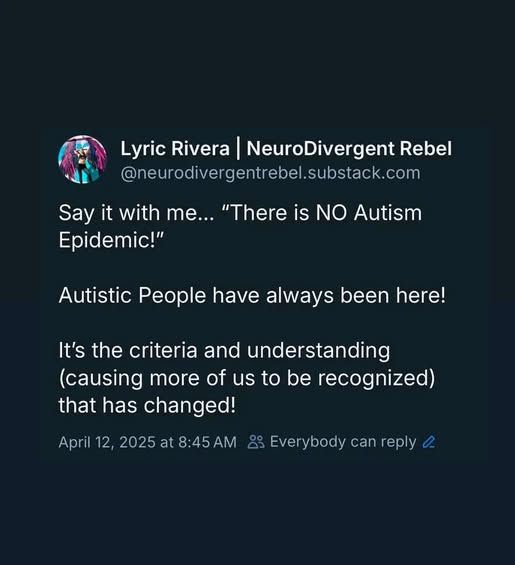 Text saying Autism isn't an epidemic.