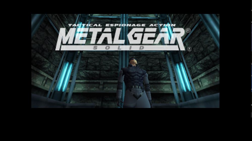 Title screen for the iconic PS1 game Metal Gear Solid.