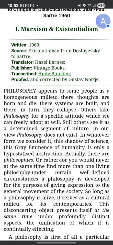 Opening paragraph from sartres search for a method