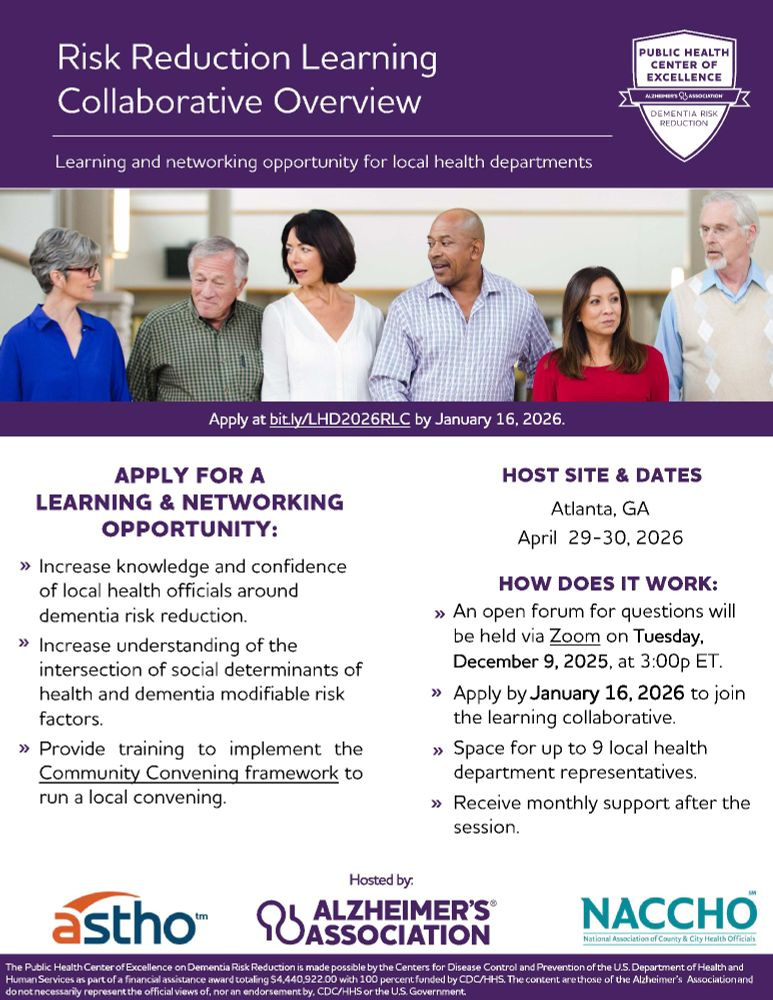 Flyer with application information for the Risk Reduction Learning Collaborative for local health departments.
