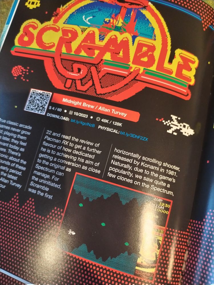 A page from Crash issue 25 showing the review of Allan Turvey's Scramble RX