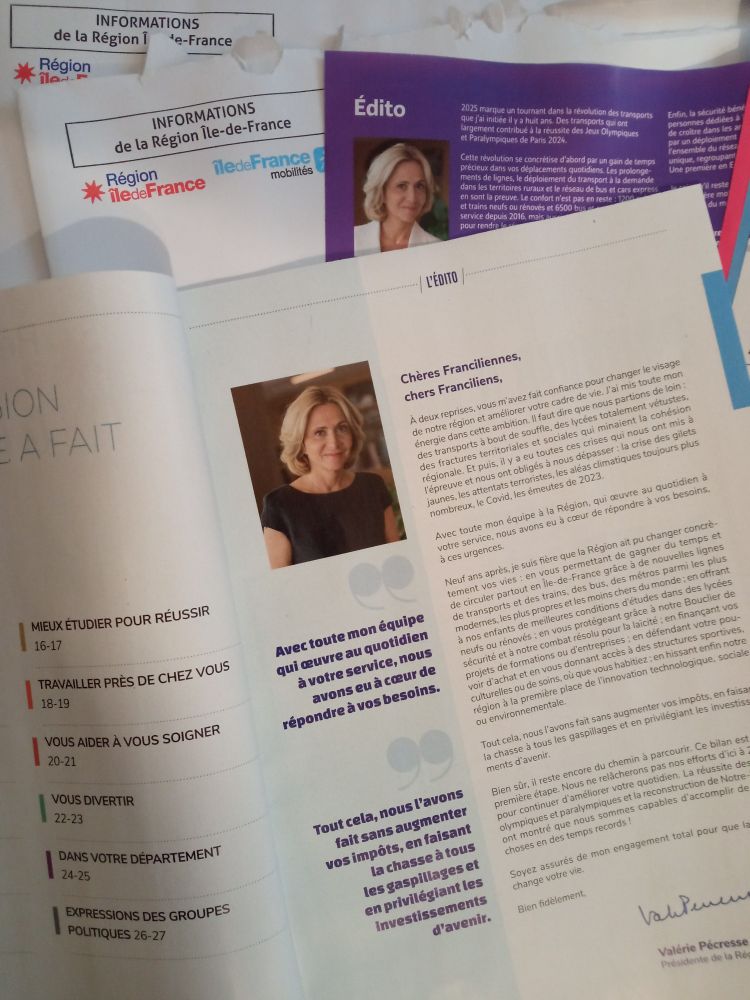 Magazines de la région Île de France avec les photos de Valérie Pécresse 