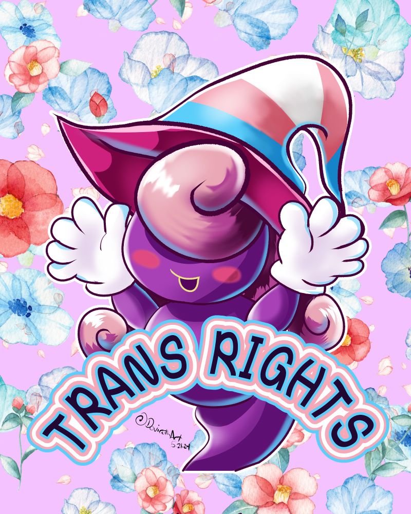 Vivian from Paper Mario with the words "Trans Rights" displayed over her