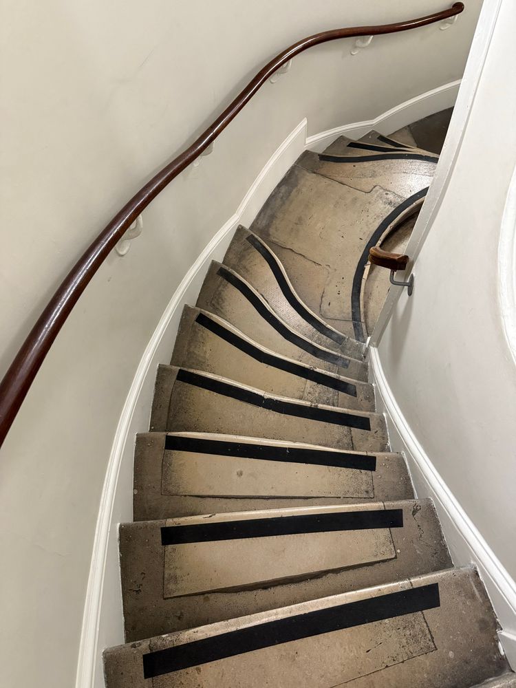 A well-worn Staircase at The Courtauld leading to the basement- 