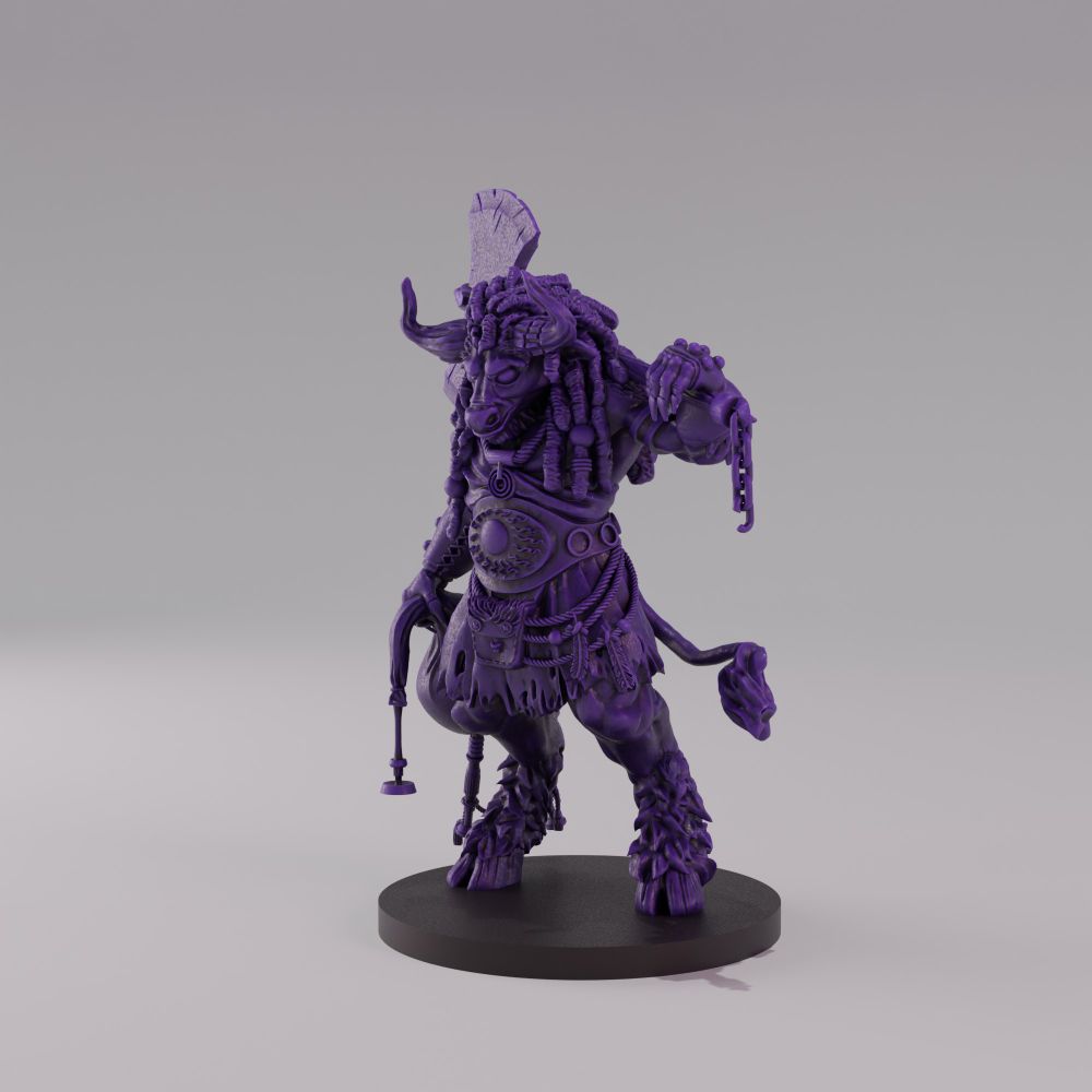 A violet render of a miniatures minotaure.
Sculpted digitally by hand. 3/4 rotated