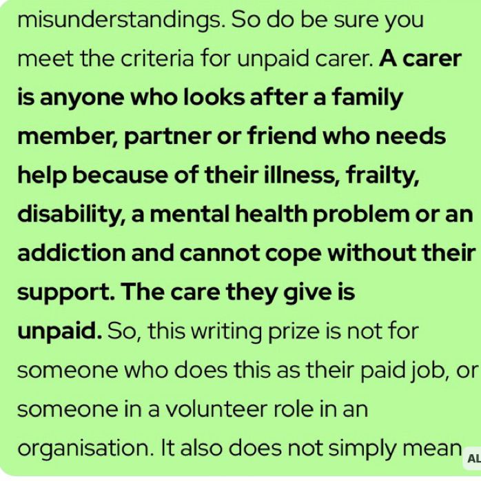 Definition of unpaid carer 