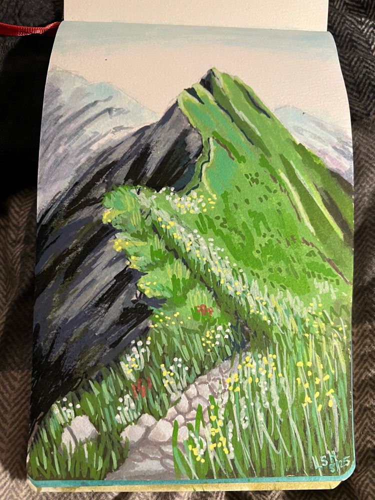 Acrylic marker painting of a mountain in Italy. I don’t know which mountain. 
