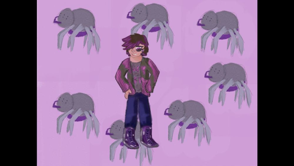 Virgil with spider background