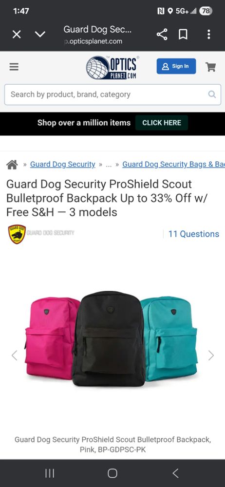 Picture of bullet proof backpacks for kids. 