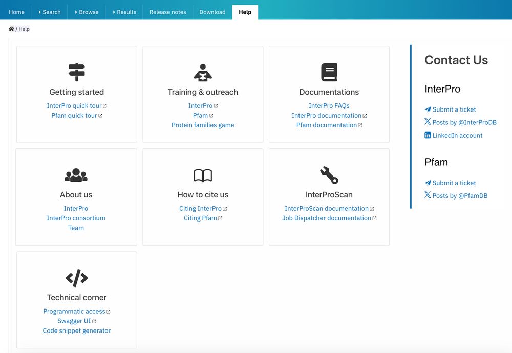 InterPro website (home of Pfam) Help page