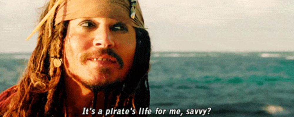 a man with dreadlocks and a bandana says it 's a pirate 's life for me savvy ..