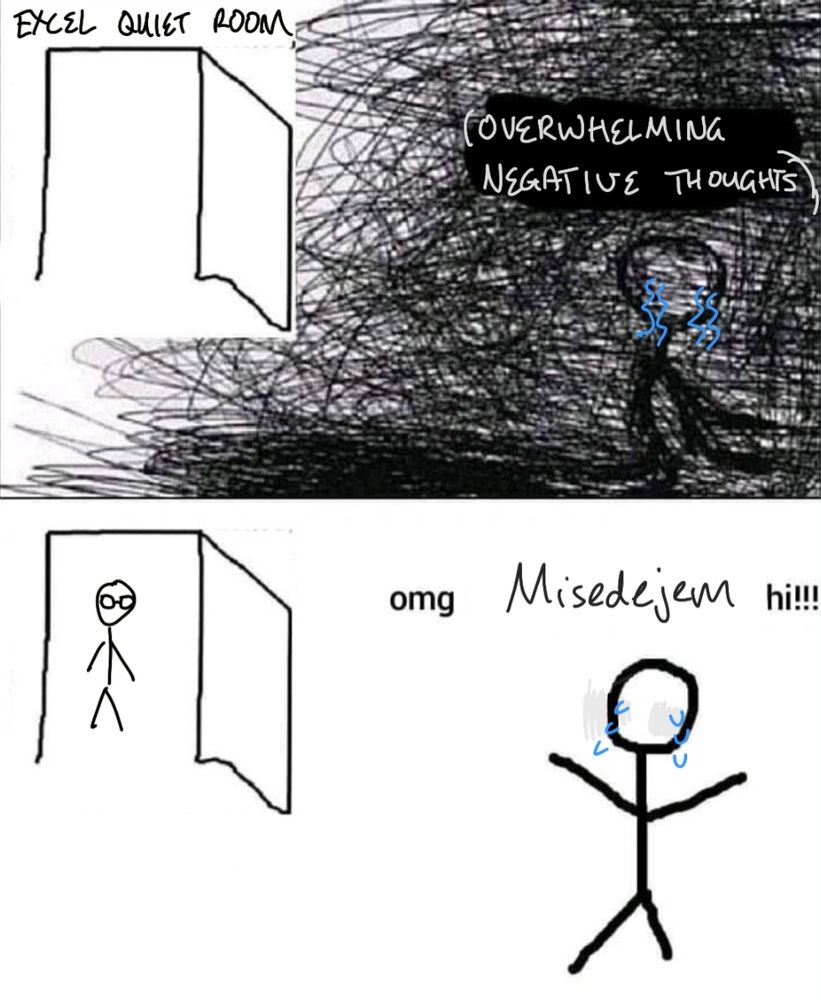 EXCEL QUIET ROOM

KILI is overwhelmed by negative thoughts

MISEDE appears in the doorway

KILI: omg Misedejem hi!!!