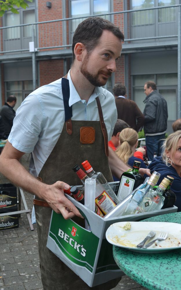 Mistakes being made: William handing out schnapps to attendees