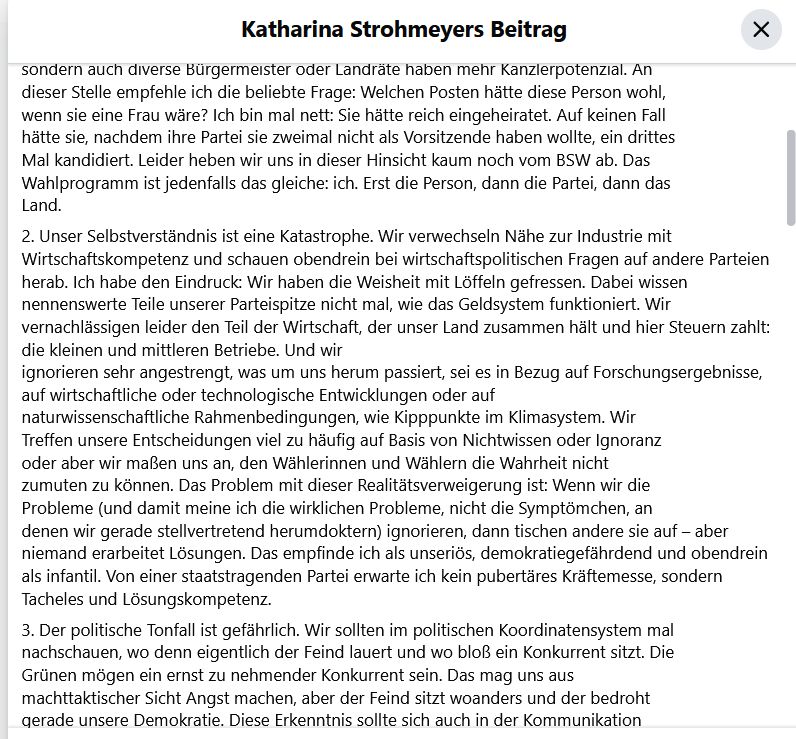 2. Unser Selbstverständnis ist eine Katastrophe. Wir verwechseln Nähe zur Industrie mit Wirtschaftskompetenz und schauen obendrein bei wirtschaftspolitischen Fragen auf andere Parteien herab. Ich habe den Eindruck: Wir haben die Weisheit mit Löffeln gefressen. Dabei wissen nennenswerte Teile unserer Parteispitze nicht mal, wie das Geldsystem funktioniert. Wir vernachlässigen leider den Teil der Wirtschaft, der unser Land zusammen hält und hier Steuern zahlt: die kleinen und mittleren Betriebe. Und wir ignorieren sehr angestrengt, was um uns herum passiert, sei es in Bezug auf Forschungsergebnisse, auf wirtschaftliche oder technologische Entwicklungen oder auf
naturwissenschaftliche Rahmenbedingungen, wie Kipppunkte im Klimasystem. Wir Treffen unsere Entscheidungen viel zu häufig auf Basis von Nichtwissen oder Ignoranz oder aber wir maßen uns an, den Wählerinnen und Wählern die Wahrheit nicht zumuten zu können. Das Problem mit dieser Realitätsverweigerung ist: Wenn wir die Probleme (und damit meine ich die wirklichen Probleme, nicht die Symptömchen, an denen wir gerade stellvertretend herumdoktern) ignorieren, dann tischen andere sie auf – aber niemand erarbeitet Lösungen. Das empfinde ich als unseriös, demokratiegefährdend und obendrein als infantil. Von einer staatstragenden Partei erwarte ich kein pubertäres Kräftemesse, sondern Tacheles und Lösungskompetenz.

3. Der politische Tonfall ist gefährlich. Wir sollten im politischen Koordinatensystem mal nachschauen, wo denn eigentlich der Feind lauert und wo bloß ein Konkurrent sitzt. Die Grünen mögen ein ernst zu nehmender Konkurrent sein. Das mag uns aus machttaktischer Sicht Angst machen, aber der Feind sitzt woanders und der bedroht gerade unsere Demokratie. Diese Erkenntnis sollte sich auch in der Kommunikation
