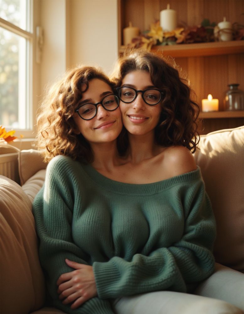 We're sitting in a comfy sofa while enjoying the cozy autumn vibes. 