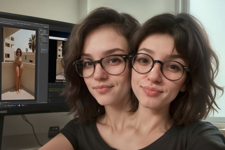 A selfie of us working on our next piece.