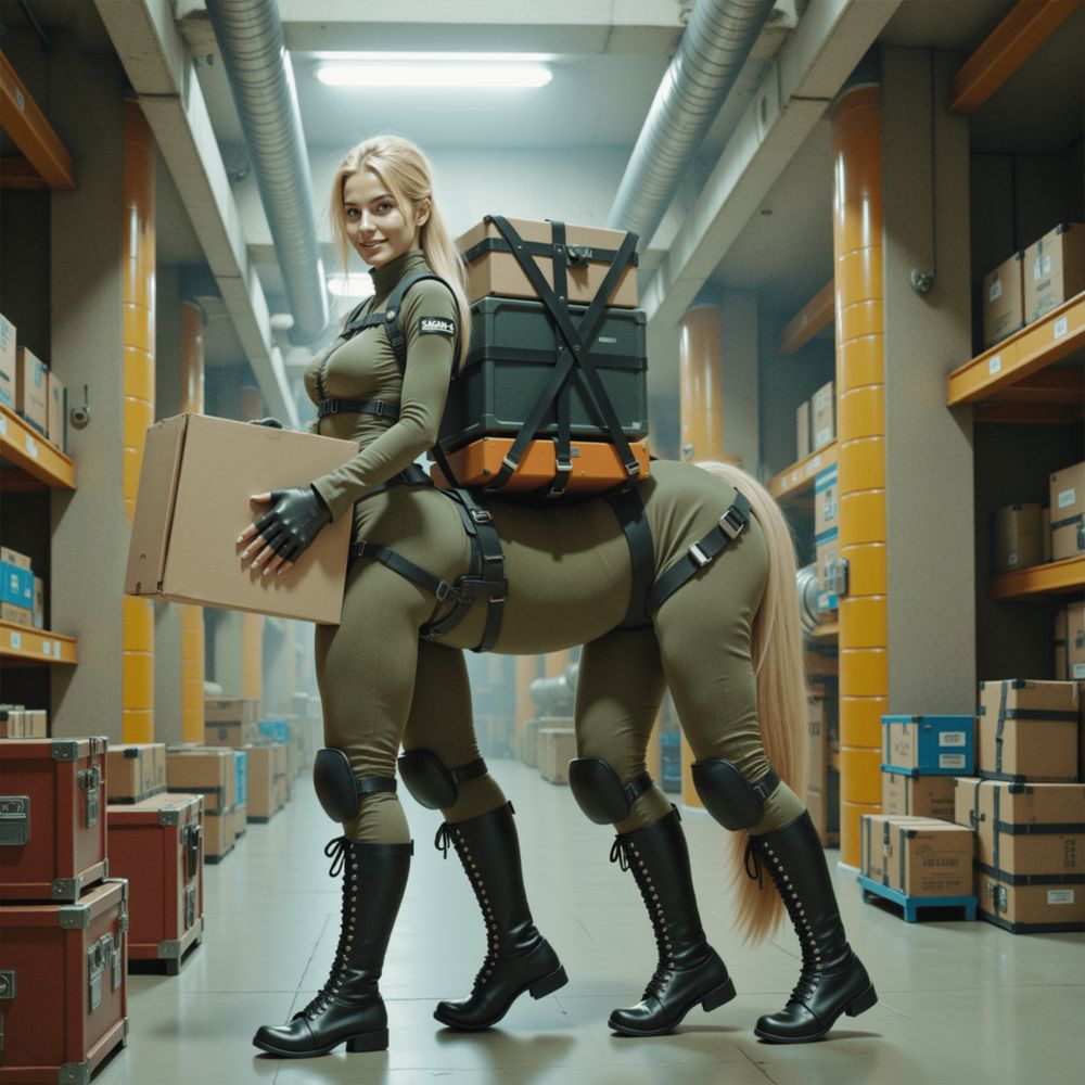 On board the SAGAN-6, a humantaur woman is preparing deliveries.