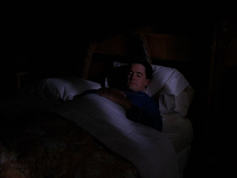 Cooper goes to sleep. Twin Peaks S01E03 - Zen or the Skill to Catch a Killer.